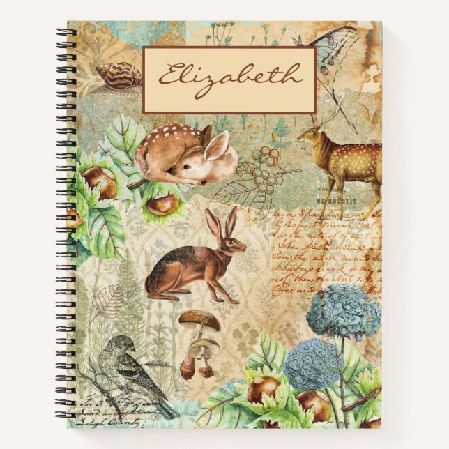 Watercolor Woodland Forest Animals Notebook (Front)