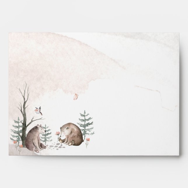 Watercolor Woodland Forest Baby Shower Envelope (Front)