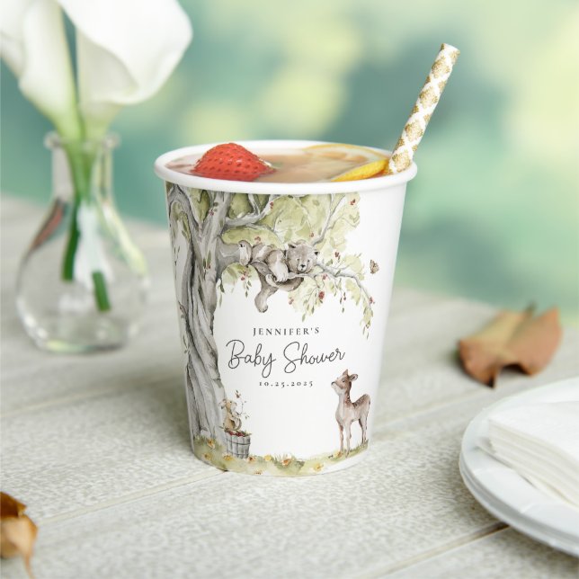 Watercolor Woodland Forest Baby Shower Paper Cups (Insitu)
