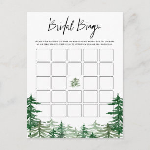 Watercolor Woodland Forest Bridal Bingo Card