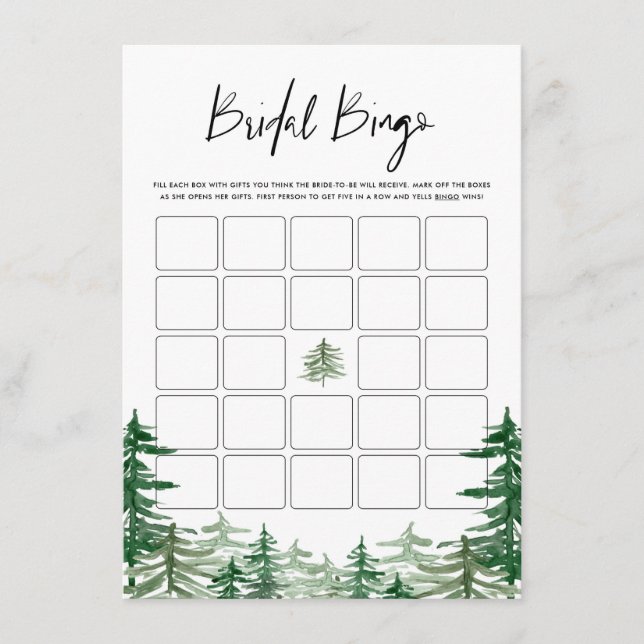 Watercolor Woodland Forest Bridal Shower Bingo Enclosure Card (Front)