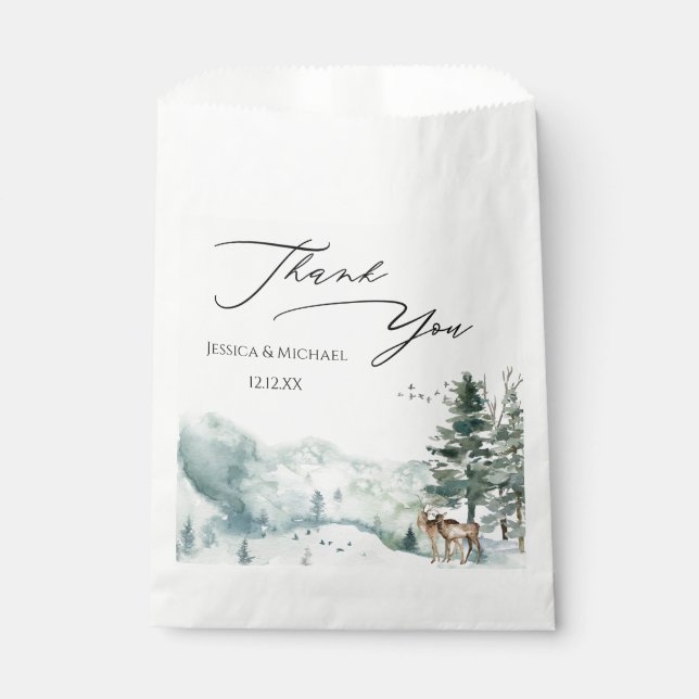 Watercolor Woodland Forest Favour Bag (Front)