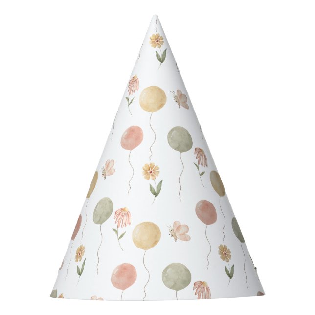 watercolor woodland | forest friends birthday  party hat (Front)