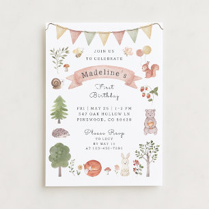 Watercolor Woodland Forest Friends Invitation