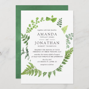 Watercolor Woodland Forest Greenery Wedding Invitation