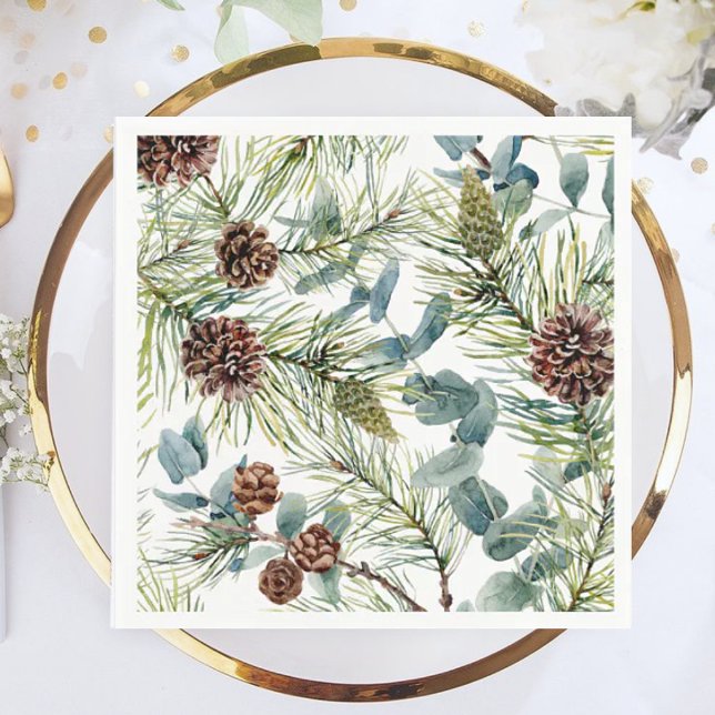 Watercolor Woodland Forest Holiday  Napkin (Creator Uploaded)