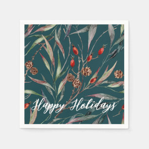 Watercolor Woodland Forest Holiday Napkins