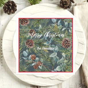 Watercolor Woodland Forest Holiday  Napkins