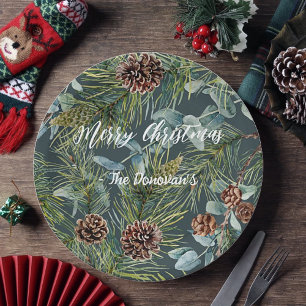 Watercolor Woodland Forest Holiday  Napkins Paper Plate
