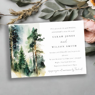 Watercolor Woodland Forest Wedding Anniversary Invitation