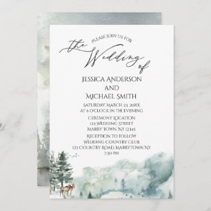 Watercolor Woodland Forest Wedding Card