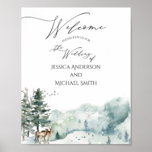 Watercolor Woodland Forest Wedding Welcome Poster