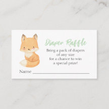 Watercolor Woodland Fox Diaper Raffle Enclosure Ca