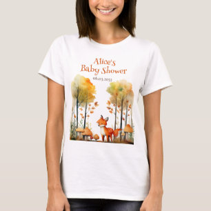 Watercolor Woodland Fox Mommy-to-be  T-Shirt