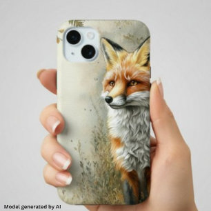 Watercolor Woodland Fox Nature Name iPhone 15 Mini Case