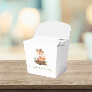 Watercolor Woodland Fox Sage Green Birthday Party Favour Box