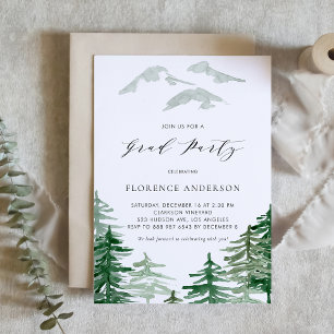 Watercolor Woodland Graduation Party Invitation