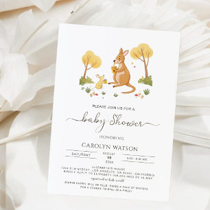 Watercolor Woodland Honey Kangaroo Baby Shower  Invitation