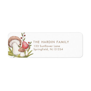 Watercolor Woodland Mushroom Return Address  Label