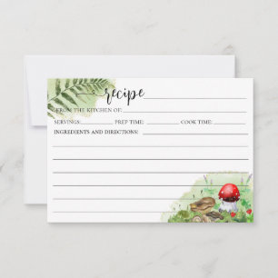 Watercolor Woodland Mushrooms Ferns Recipe Card