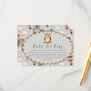 Watercolor Woodland Owl Brown Chevron book of Enclosure Card
