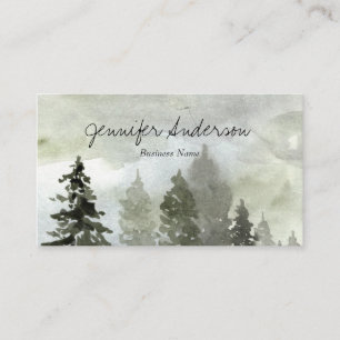 Watercolor Woodland Pine Business Card
