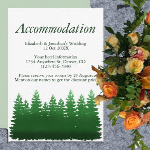 Watercolor Woodland Pines Wedding Accommodation Enclosure Card