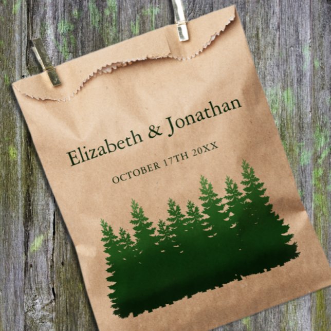 Watercolor Woodland Pines Wedding Favour Bag (Creator Uploaded)