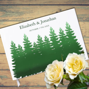 Watercolor Woodland Pines Wedding Guest Book