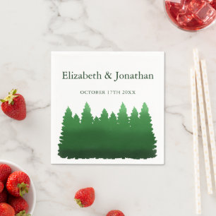Watercolor Woodland Pines Wedding Napkin
