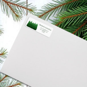 Watercolor Woodland Pines Wedding Return Address Label