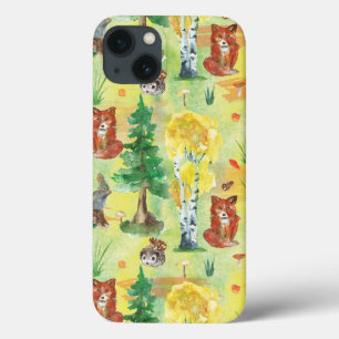 Watercolor Woodland Rabbit ,Hedgehog,fox iPhone 13 Case