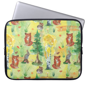 Watercolor Woodland Rabbit ,Hedgehog,fox Laptop Sleeve
