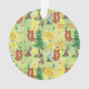 Watercolor Woodland Rabbit ,Hedgehog,fox Ornament