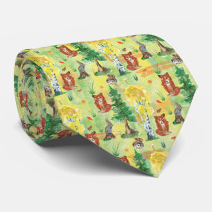 Watercolor Woodland Rabbit ,Hedgehog,fox Tie