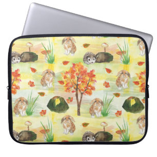 Watercolor Woodland Rabbit ,Hedgehog Laptop Sleeve