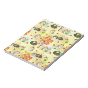 Watercolor Woodland Rabbit ,Hedgehog Notepad