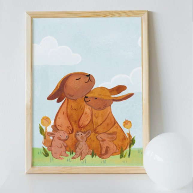 Watercolor Woodland Rabbits Nursery Room Poster (Creator Uploaded)
