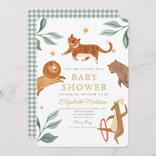 Watercolor Woodland Safari Animals Cute Invitation