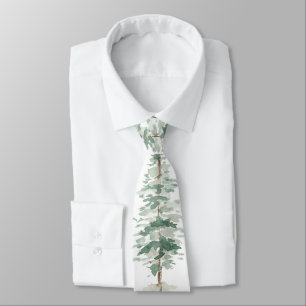 Watercolor Woodland Spruce Tree Tie