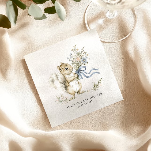 Watercolor Woodland Squirrel Baby Shower Napkin (Creator Uploaded)