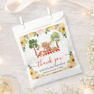 Watercolor Woodland Squirrel Picnic Birthday Favour Bag