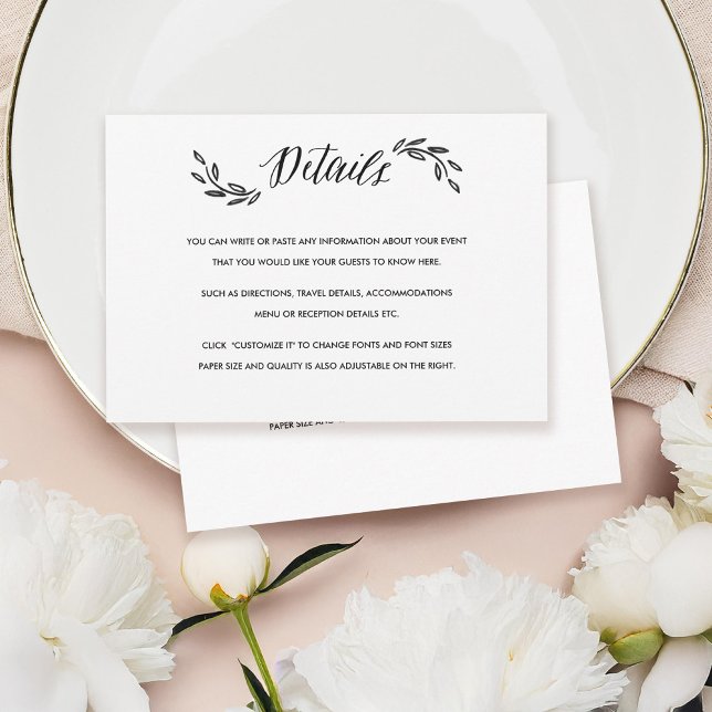 Watercolor Woodland Wedding Insert Details Card (Creator Uploaded)