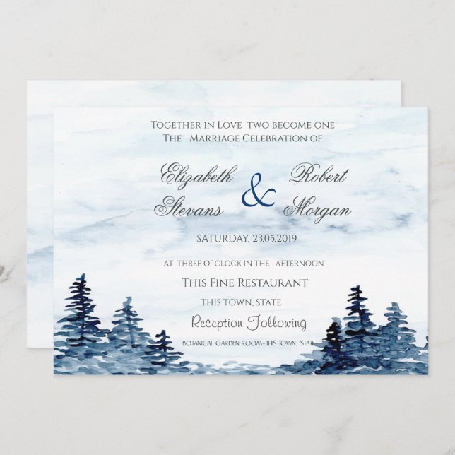 Watercolor Woodland Wedding Invitation (Front/Back)
