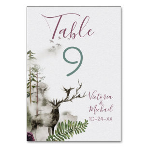 Watercolor Woodland Wedding table number cards