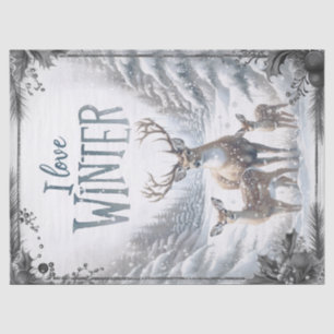 Watercolor Woodland Winter Deer Tissue Paper