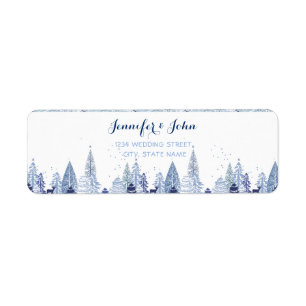 Watercolor Woodland Winter Wedding Return Label Return Address Label