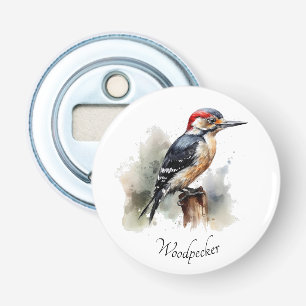Watercolor Woodland Woodpecker, custom Bottle Opener