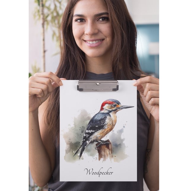 Watercolor Woodland Woodpecker, custom Clipboard (Creator Uploaded)
