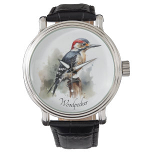 Watercolor Woodland Woodpecker, custom Watch